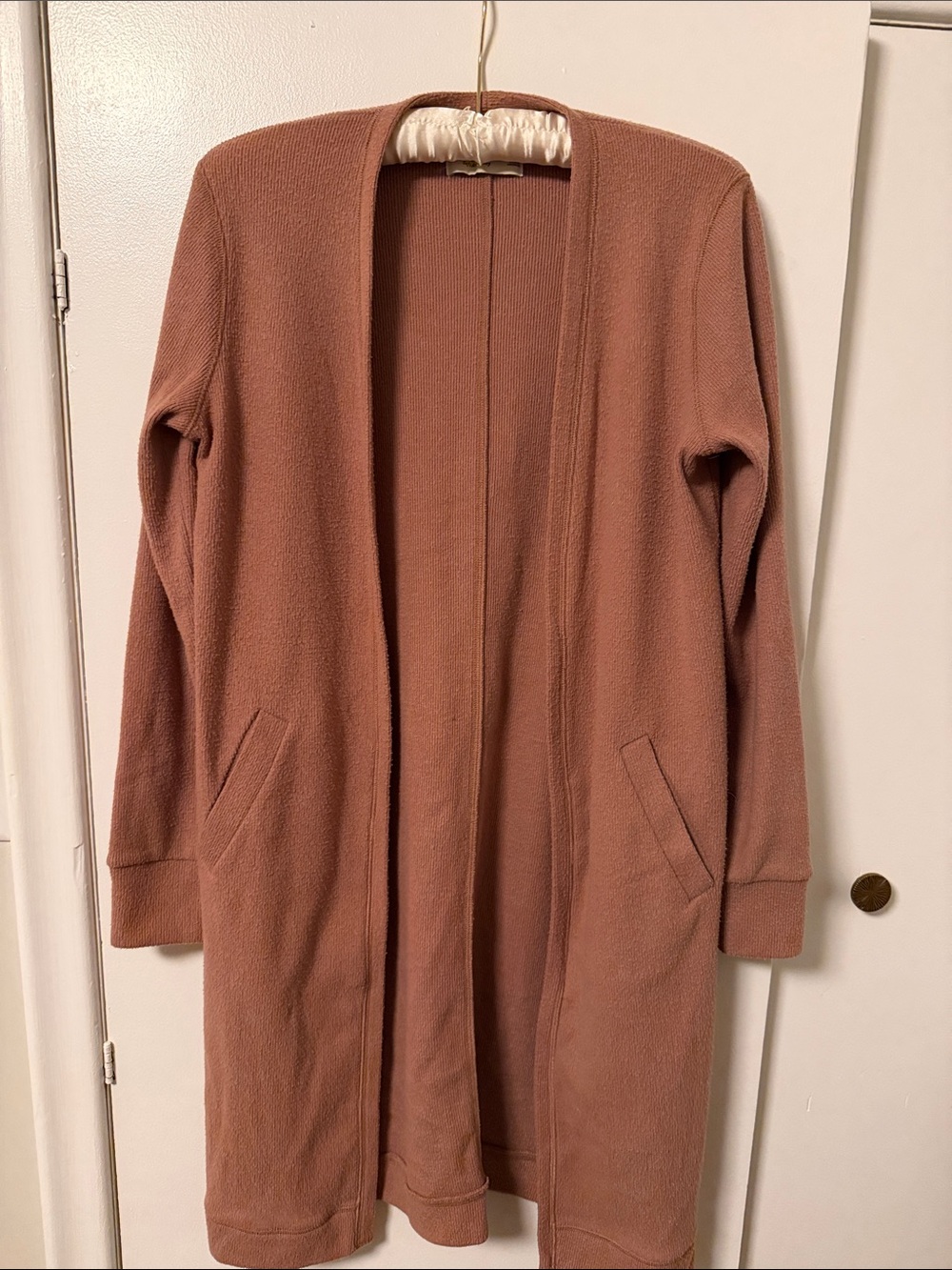 Abercrombie & Fitch Open-Front Cardigan in Dusty Pink